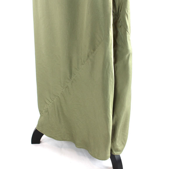 Reformation Aden Silk Artichoke Tie Shoulder Satin Midi Dress XL Green Slip Midi - Picture 5 of 8